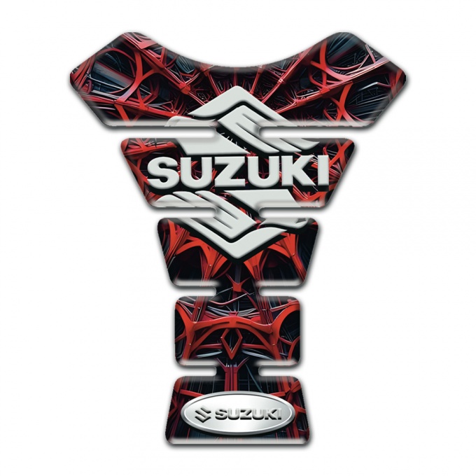 Suzuki Tank Protector Red Spider Web Style with Classic Logo 