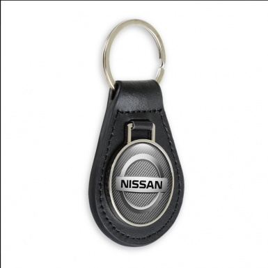 Nissan Leather Keychain Light Carbon Metallic Design