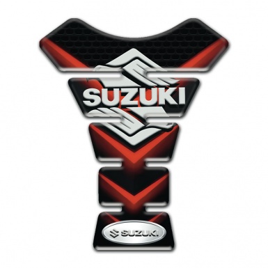 Suzuki Tank Guard Pads Black with ReD V Shape Forms Design 