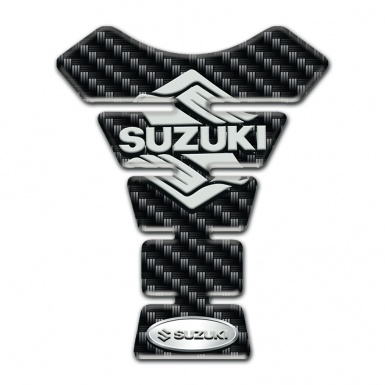 Suzuki Tank Guard Pads Black Carbon Base Classic Logo Style 