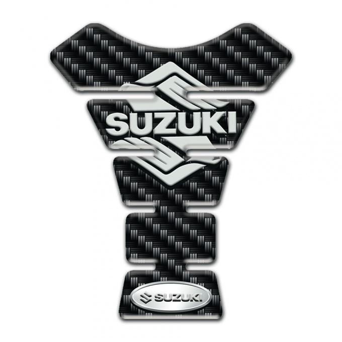 Suzuki Tank Guard Pads Black Carbon Base Classic Logo Style 