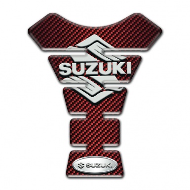 Suzuki Tank Pad Motorbike Red Carbon Base Classic Logo 