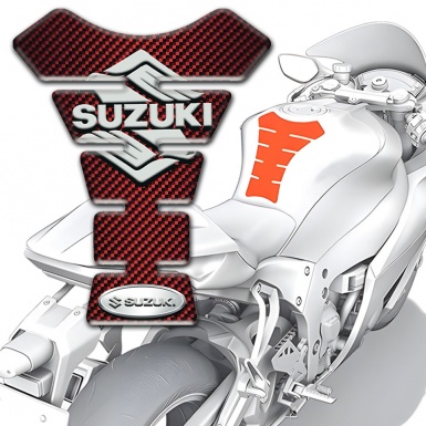 Suzuki Tank Pad Motorbike Red Carbon Base Classic Logo 