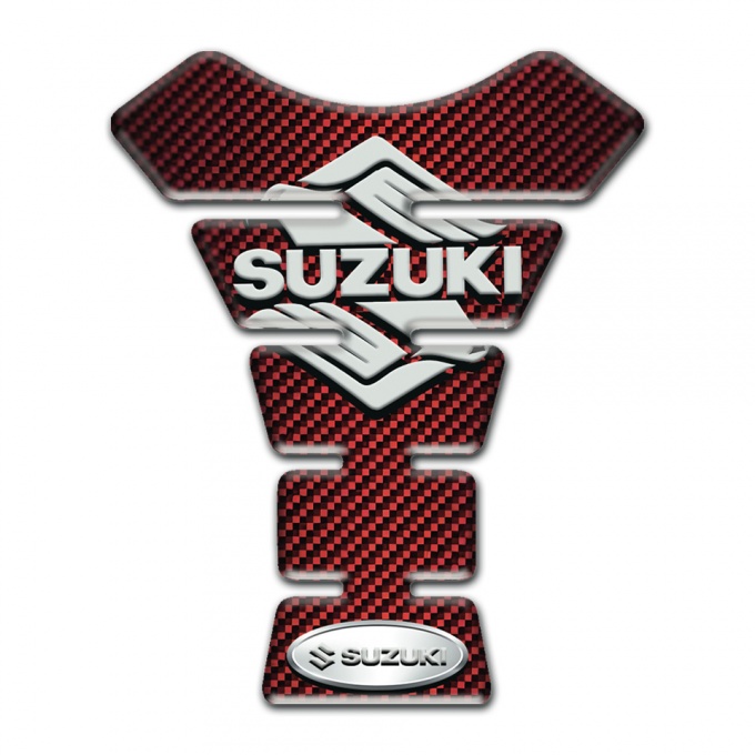 Suzuki Tank Pad Motorbike Red Carbon Base Classic Logo 
