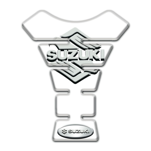 Suzuki Tank Guard Pads White Base Stylish Logo 