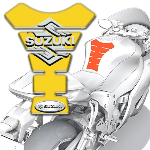 Suzuki Tank Pad Motorbike Yellow Base with Classic Logo 