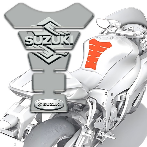 Suzuki Tank Guard Pads Gray Base with Classic Logo 