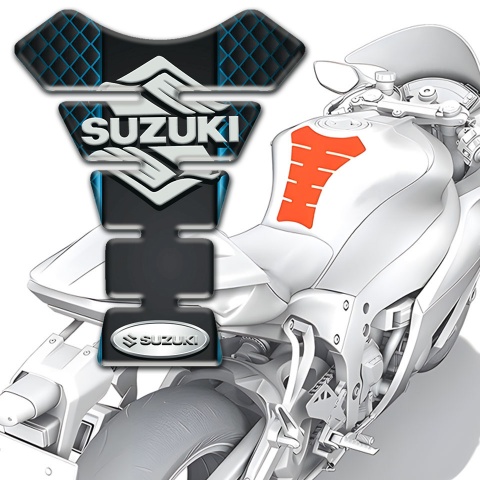 Suzuki Tank Pad Motorbike Neon Mesh base Classic Logo 