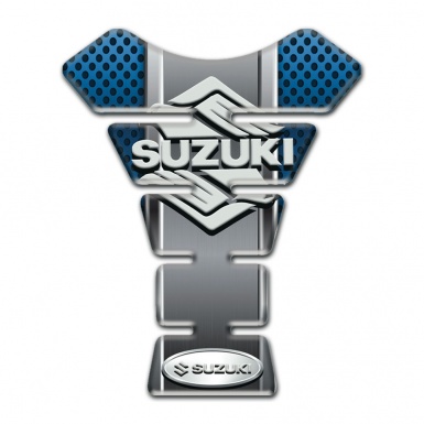 Suzuki Tank Guard Pads Perforated Blue Surface with Metal Center Panel Edition 