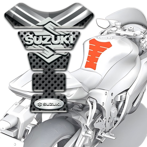 Suzuki Tank Pad Protector Gray Elements Design and Classic Logo Design 