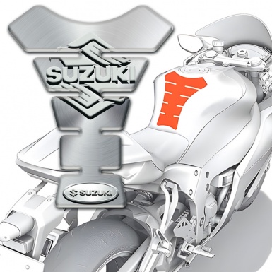 Suzuki Tank Pad Motorbike Silver Base Classic Logo Design 