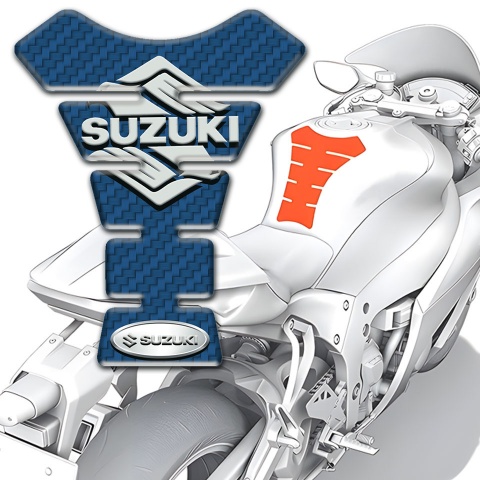 Suzuki Tank Protector Navy Blue Carbon Base Classic Logo 
