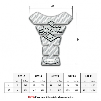 Suzuki Tank Pad Protector White Carbon Base and Classic Logo 