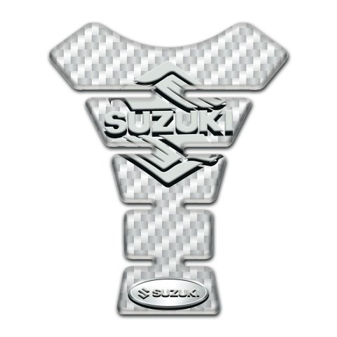 Suzuki Tank Pad Protector White Carbon Base and Classic Logo 