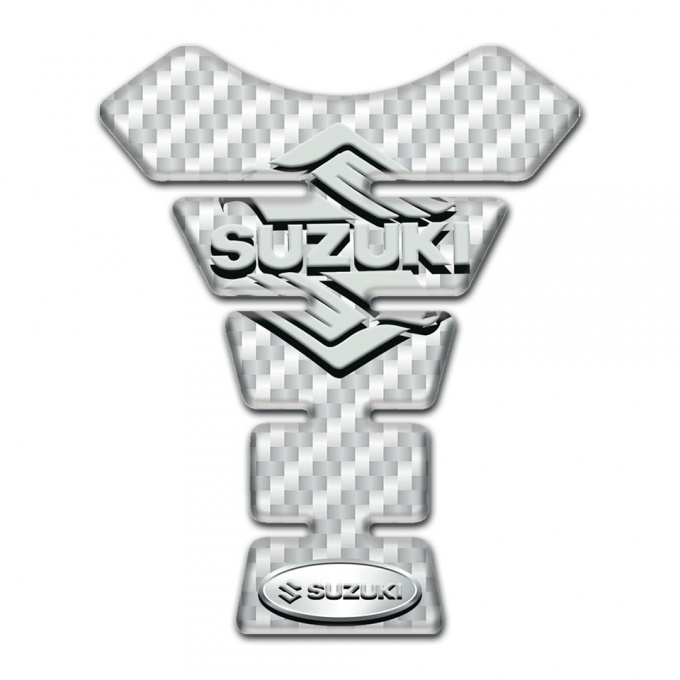 Suzuki Tank Pad Protector White Carbon Base and Classic Logo 