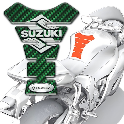 Suzuki Tank Fuse Green Carbon Base with stylish Logo 
