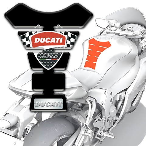 Ducati Tank Protector Blaack Base Flags Logo Style 