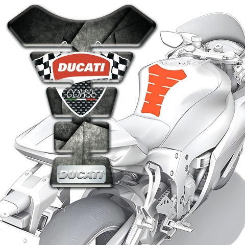 Ducati Tank Pad Protector Mixed Details Base and Flag Logo Style 
