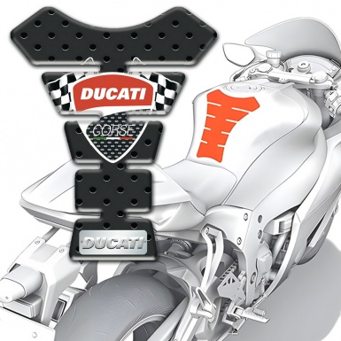 Ducati Tank Pad Protector Black Base with Blue Red Patterns Style 