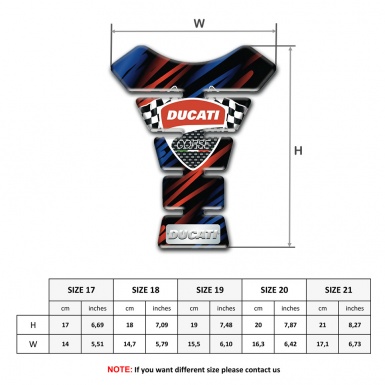 Ducati Tank Pad Protector Black Base with Blue Red Patterns Style 