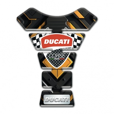Ducati Tank Pad Motorbike Yellow Cenral Rhombus and Flags Logo Style 