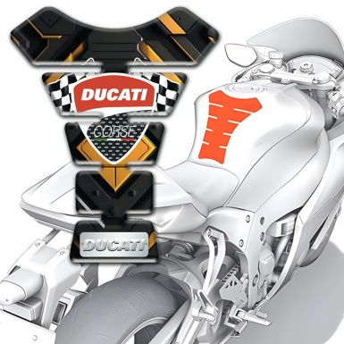 Ducati Tank Pad Motorbike Yellow Cenral Rhombus and Flags Logo Style 
