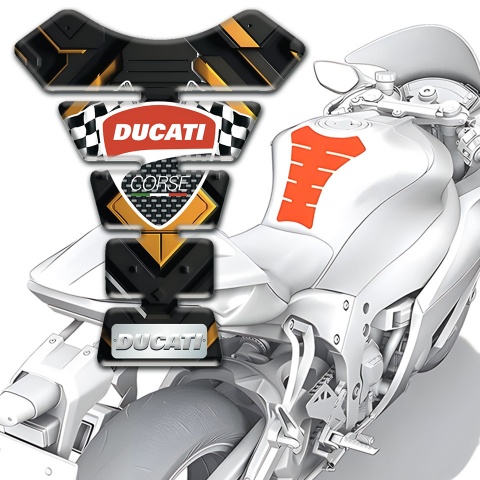 Ducati Tank Pad Motorbike Yellow Cenral Rhombus and Flags Logo Style 