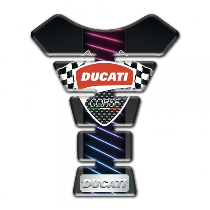 Ducati Tank Protector Neon Lines Design and Flags Logo 