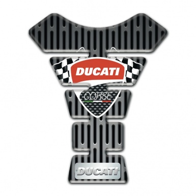 Ducati Tank Guard Pads Gray Ornamet Base and Flags Logo 