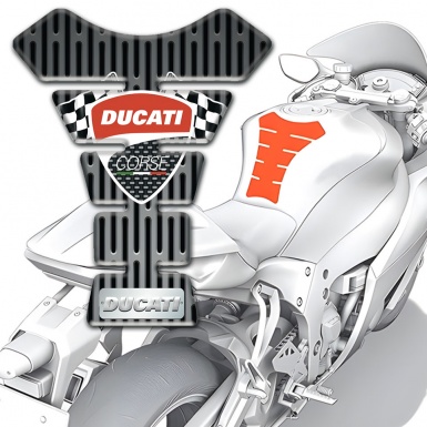 Ducati Tank Guard Pads Gray Ornamet Base and Flags Logo 