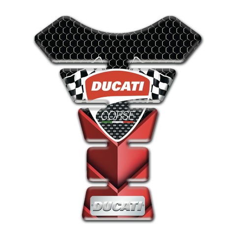 Ducati Tank Pad Protector Red Black Base Details and Flags Logo