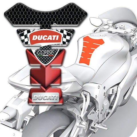 Ducati Tank Pad Protector Red Black Base Details and Flags Logo