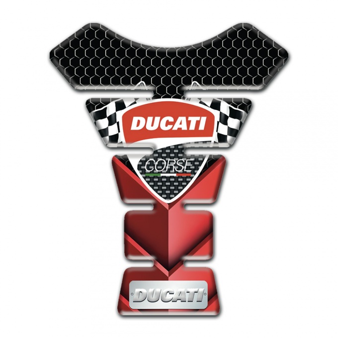 Ducati Tank Pad Protector Red Black Base Details and Flags Logo