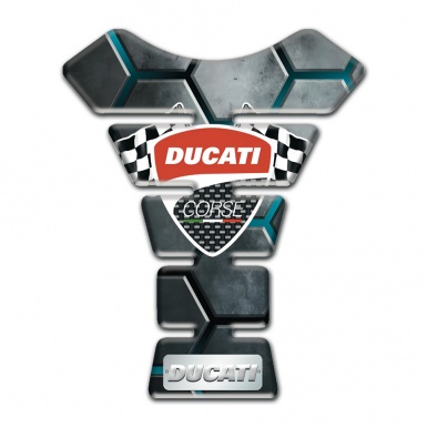 Ducati Tank Fuse Gray Turquoise Base and Classic Logo with Flags 