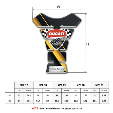 Ducati Tank Pad Motorbike Yellow Diagonal Tape Base and Logo with Flags 