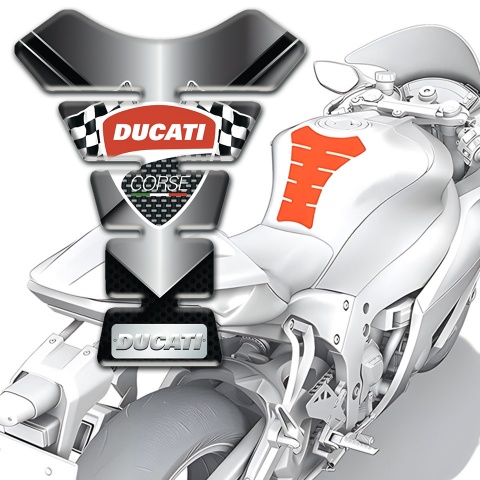 Ducati Tank Protector Chromed Base and Logo with Flags 