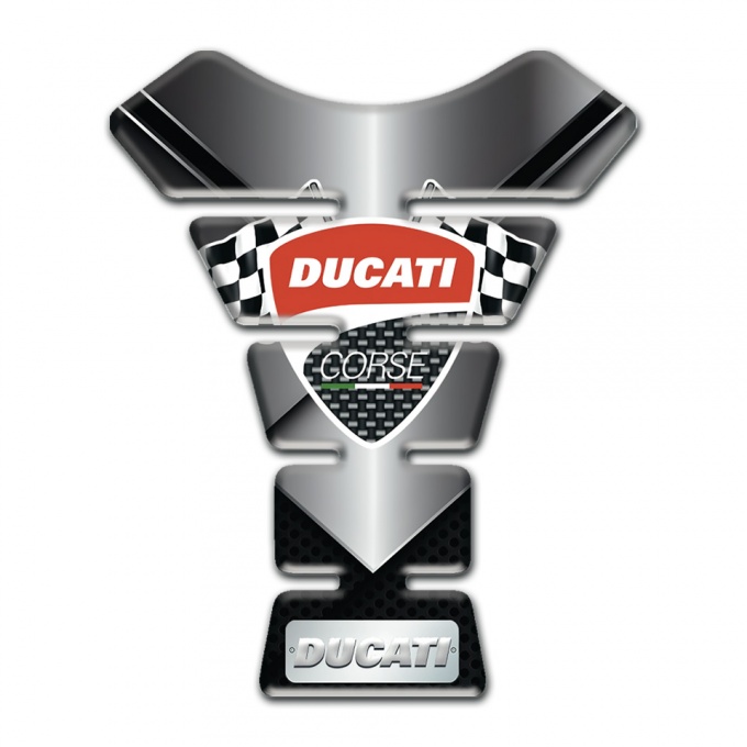 Ducati Tank Protector Chromed Base and Logo with Flags 