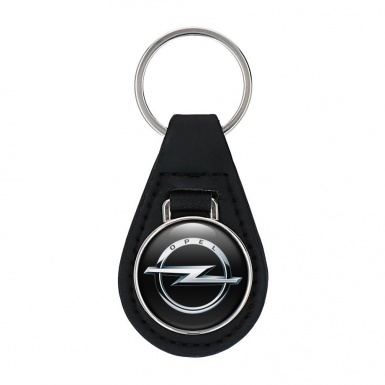 Opel Leather Keychain Black Metallic Tint Logo