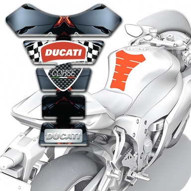 Ducati Tank Protector Torn Effect Base and Logo with Flags 