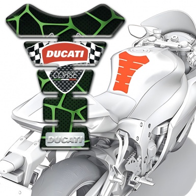 Ducati Tank Guard Pads Black with Green Patterns Edition 