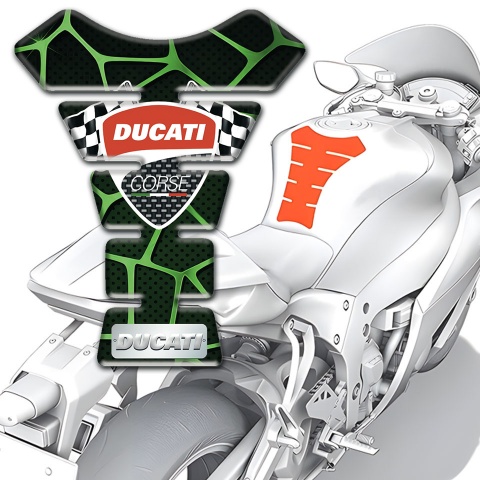 Ducati Tank Guard Pads Black with Green Patterns Edition 