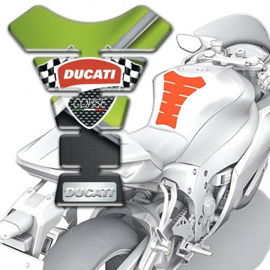 Ducati Tank Pad Motorbike Green Black Base and logo with Flags Design 
