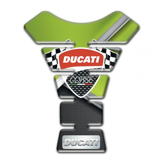 Ducati Tank Pad Motorbike Green Black Base and logo with Flags Design 