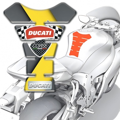 Ducati Tank Fuse Yellow Gray Base and logo with Flags 
