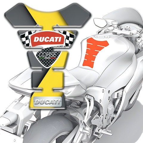 Ducati Tank Fuse Yellow Gray Base and logo with Flags 