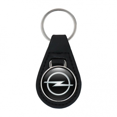 Opel Keychain Leather Black Silver Logo