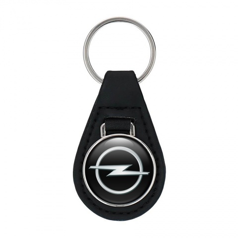 Opel Keychain Leather Black Silver Logo