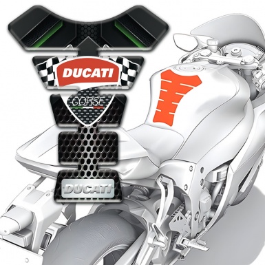 Ducati Tank Fuse Anti Slip Sticker Logo with Flags Design 