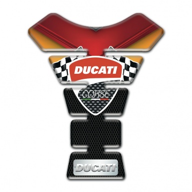 Ducati Tank Pad Motorbike Stylish Silicone Sticker Classic Logo with Flags Design 