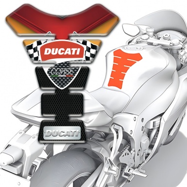 Ducati Tank Pad Motorbike Stylish Silicone Sticker Classic Logo with Flags Design 